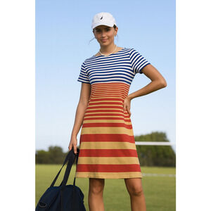 Marni x Uniqlo Womens Stripe T-Shirt Dress Sz L Multicolor Preppy Sporty Classic